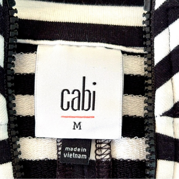 CAbi Jacket Dress French Terry Black & White Stripe 2-Way Zip Welt Pockets M - Picture 9 of 10